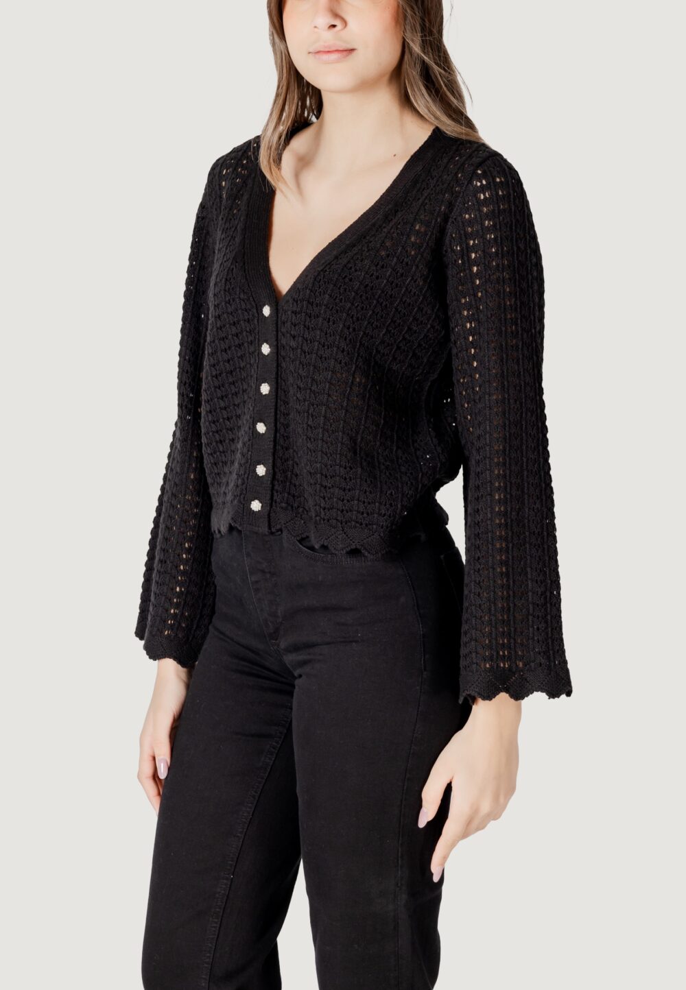 Cardigan Only onlasa ls structure Nero - Foto 2