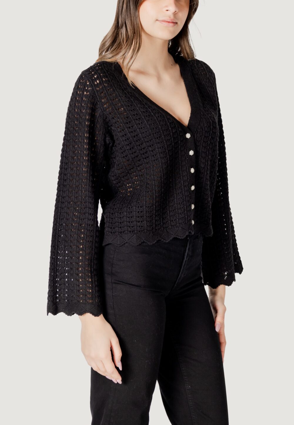 Cardigan Only onlasa ls structure Nero - Foto 3