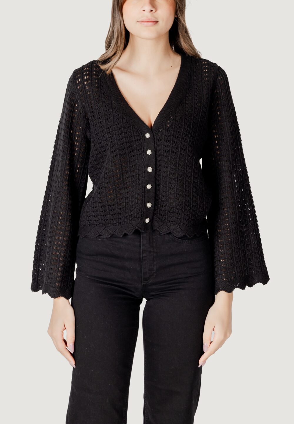 Cardigan Only onlasa ls structure Nero - Foto 5