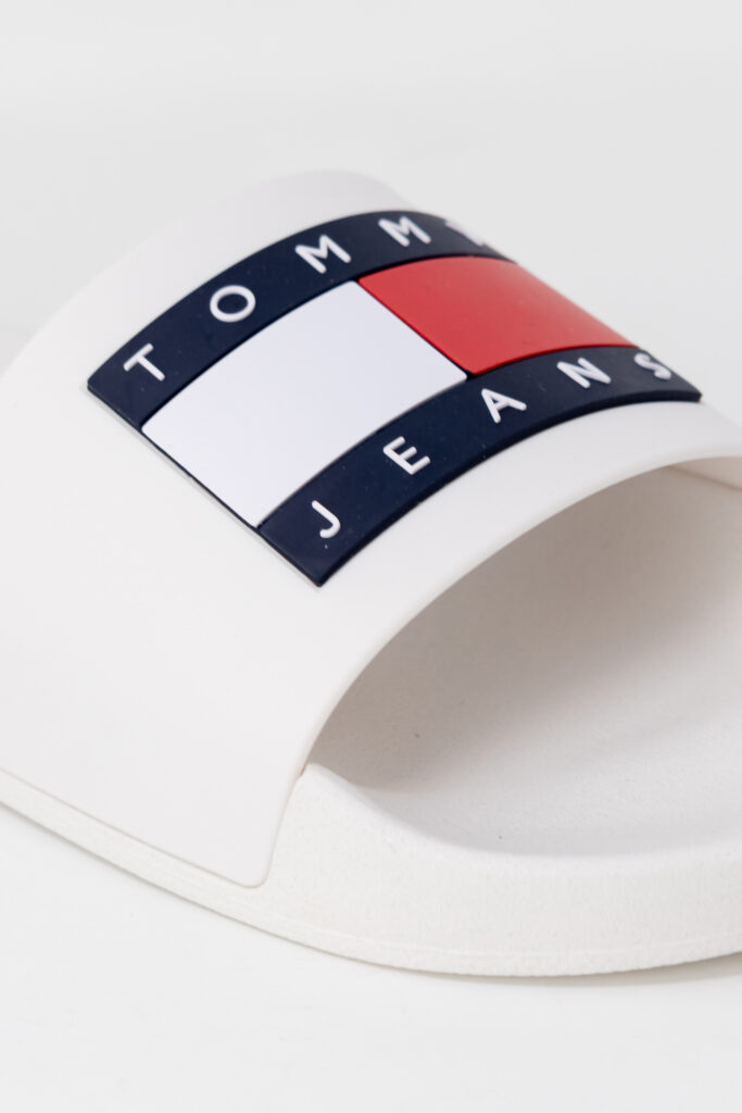 Ciabatte con fascia Tommy Hilfiger Jeans flag poo Bianco