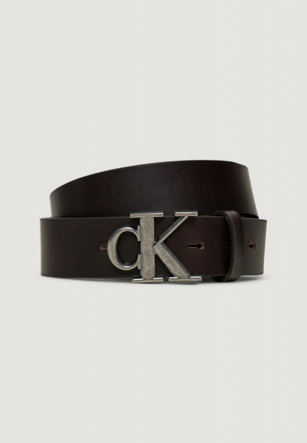 Cinta Calvin Klein Jeans round mono plaque lthr 35mm Marrone - Foto 1