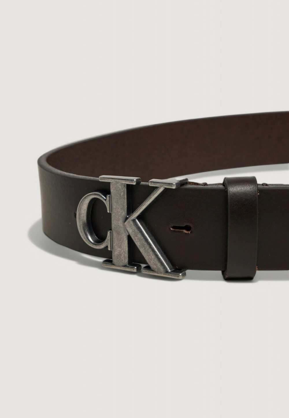 Cinta Calvin Klein Jeans round mono plaque lthr 35mm Marrone - Foto 3