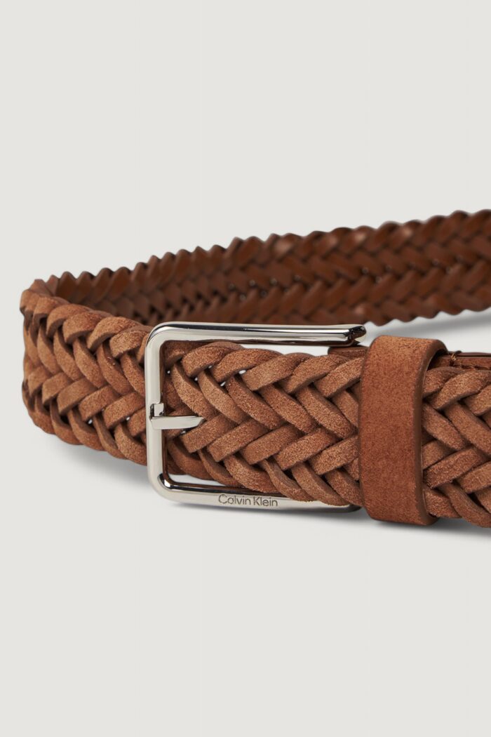Cinta Calvin Klein warmth braided suede 35mm Marrone