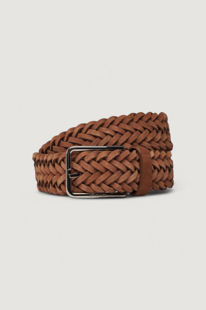 Cinta Calvin Klein warmth braided suede 35mm Marrone