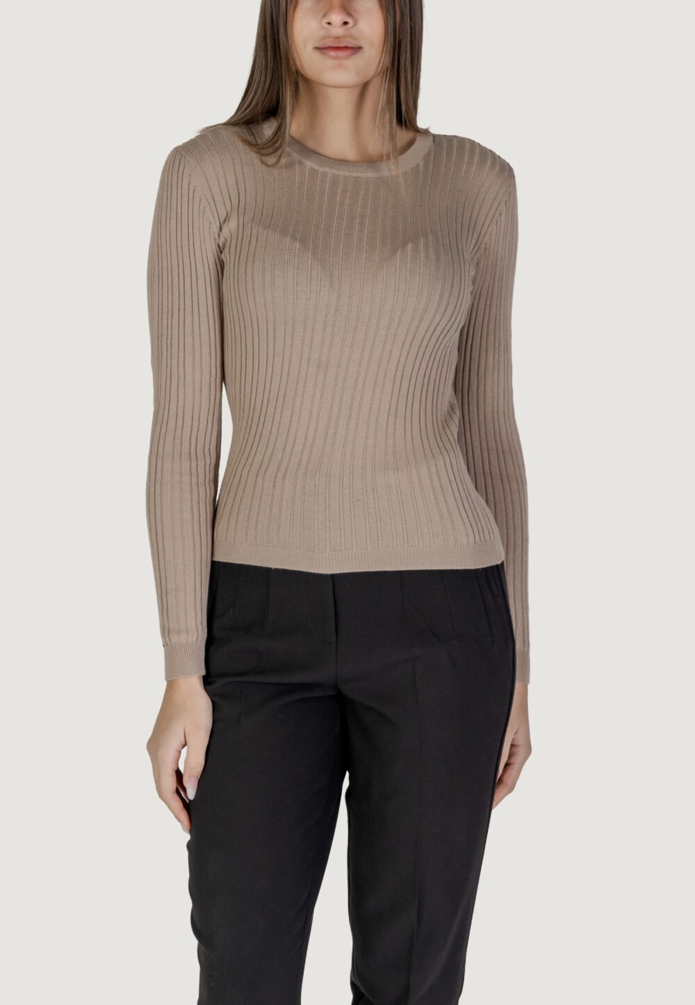 Maglia Vila Clothes vimullie l/s o-neck rib knit top/pb Beige scuro - Foto 1