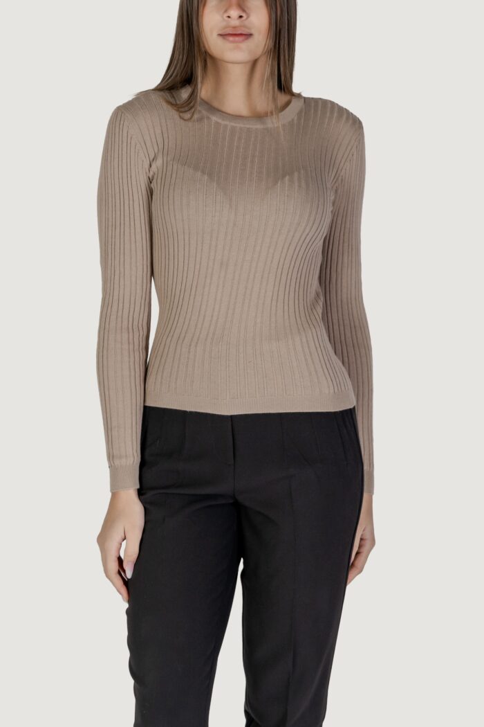 Maglia Vila Clothes vimullie l/s o-neck rib knit top/pb Beige scuro
