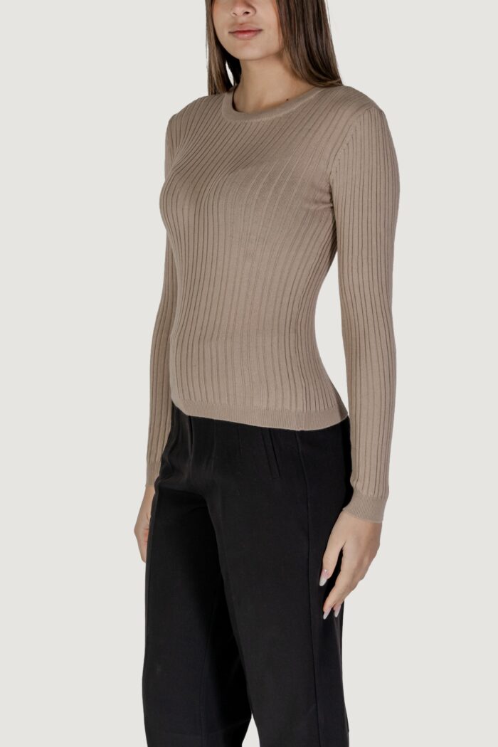 Maglia Vila Clothes vimullie l/s o-neck rib knit top/pb Beige scuro