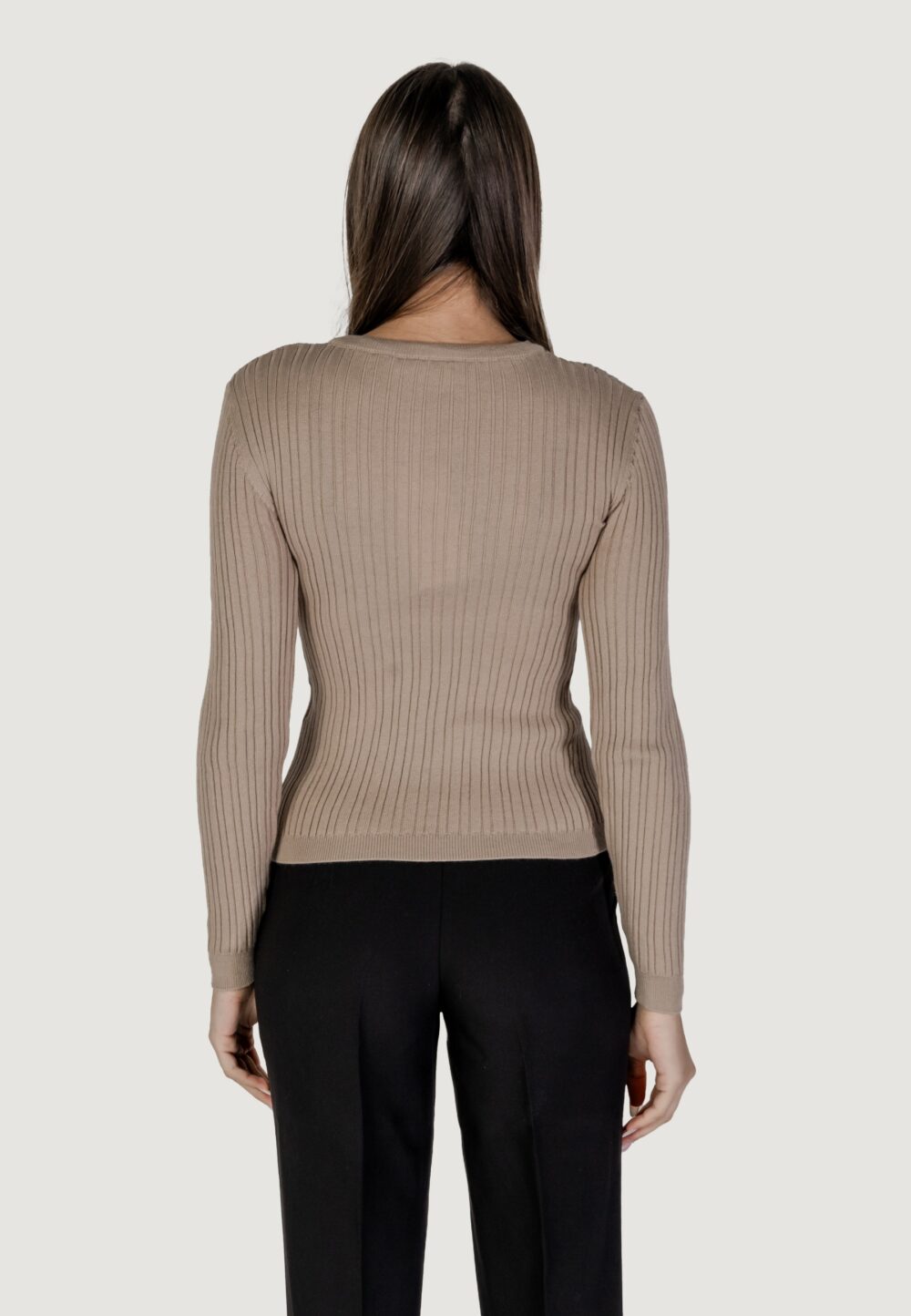 Maglia Vila Clothes vimullie l/s o-neck rib knit top/pb Beige scuro - Foto 4