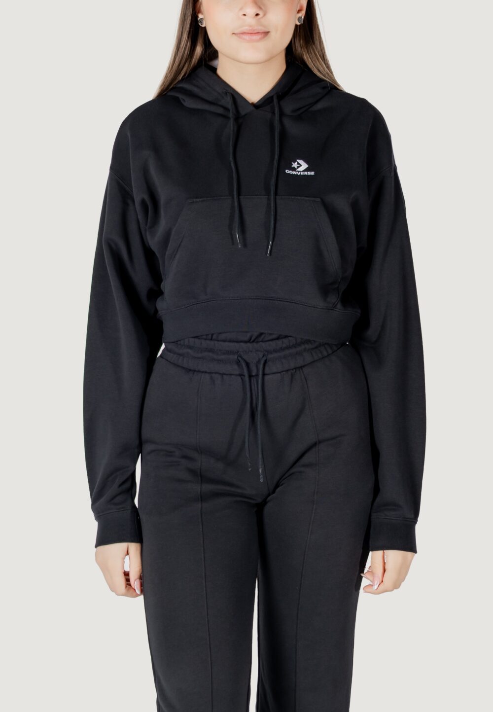 Felpa con cappuccio Converse star chevron hoodie Nero - Foto 1