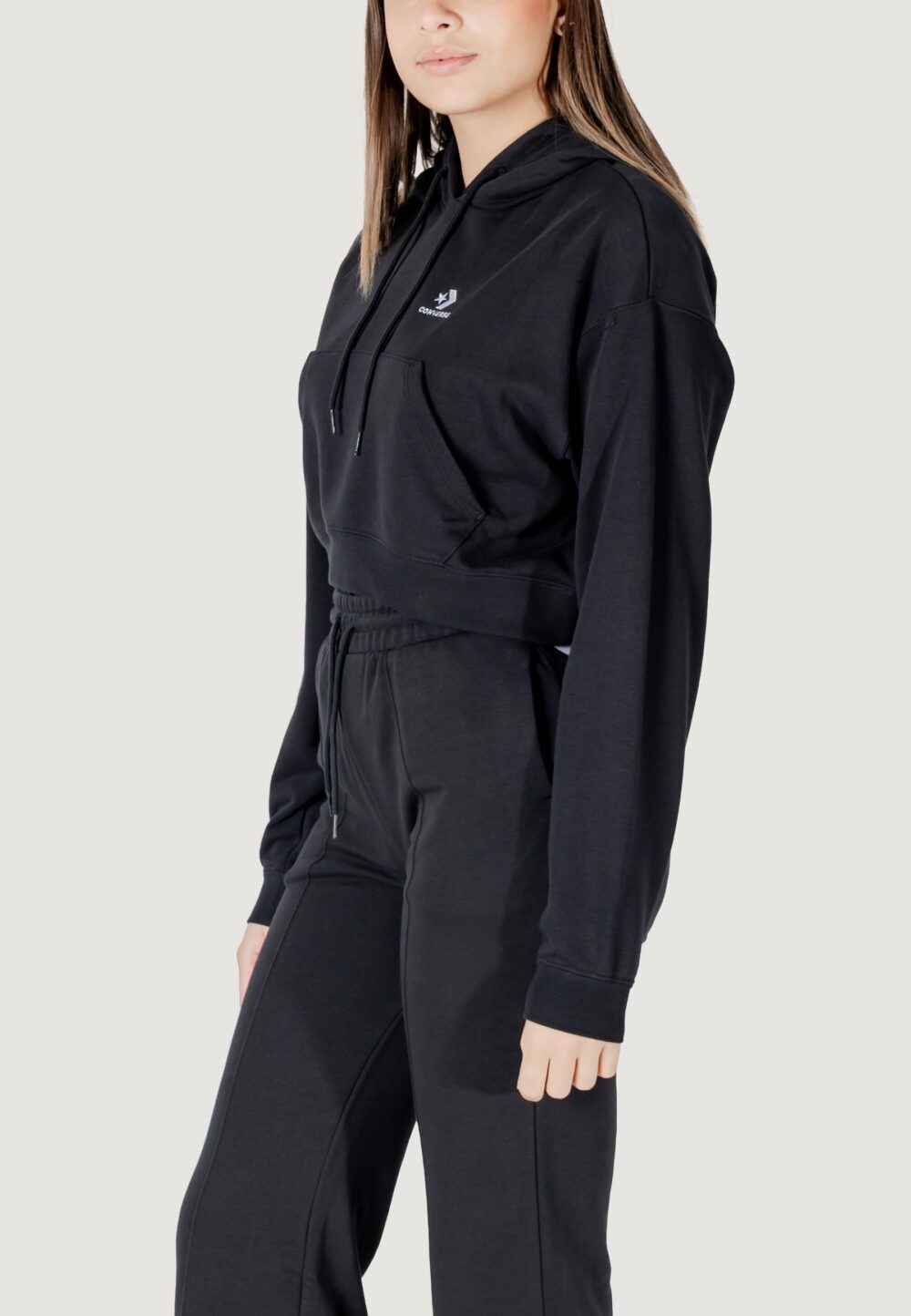 Felpa con cappuccio Converse star chevron hoodie Nero - Foto 2