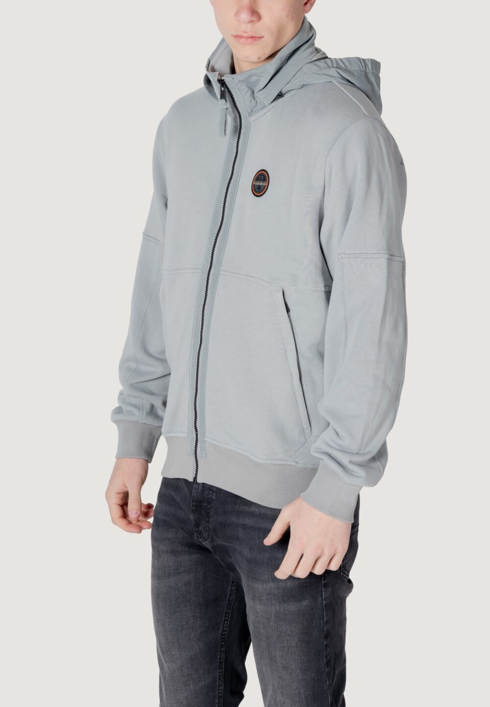 Felpa con cappuccio Napapijri b-ambra fzh Grigio Chiaro - Foto 3