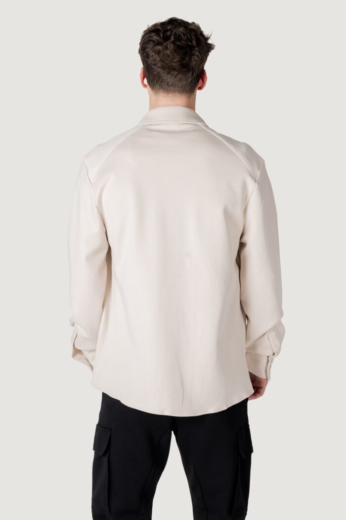 Felpa senza cappuccio Antony Morato regular fit with logoed rubber flag Panna