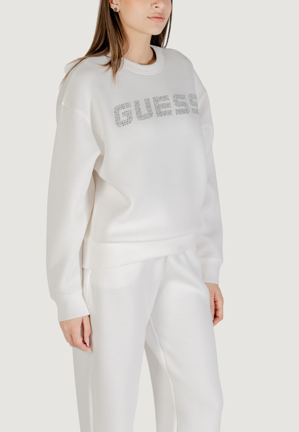 Felpa senza cappuccio Guess Active cecilia cn sweatshirt Panna - Foto 4