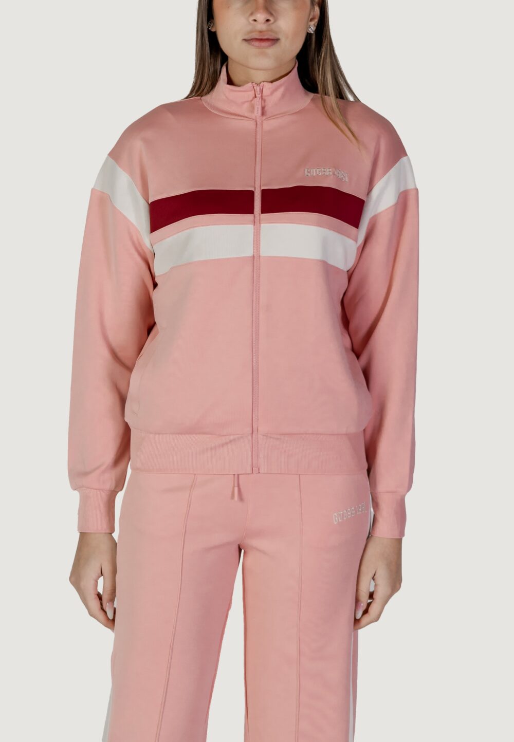 Felpa senza cappuccio Guess Active suzanne full zip Rosa - Foto 3