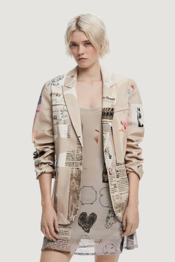 Giacca Desigual ame_newspaper collage_lacroix Beige chiaro