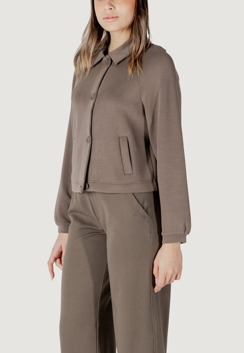 Giacchetto Street One ltd qr silk look short Terra - Fango - Foto 1