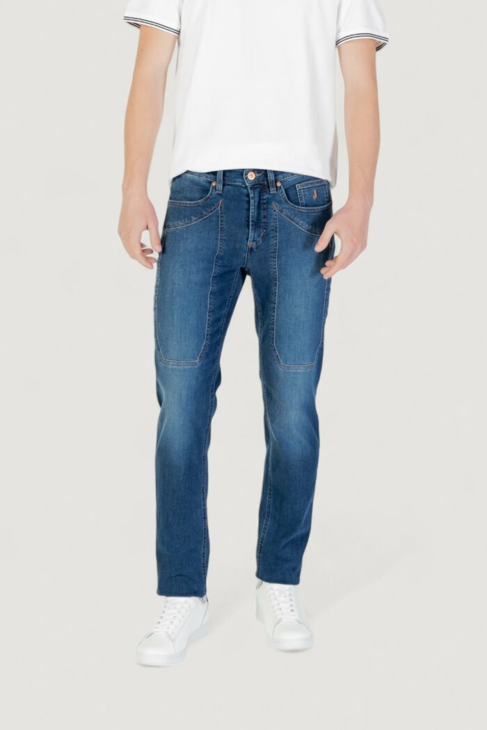 Jeans slim Jeckerson john 5 tasche toppa Blue Denim Scuro