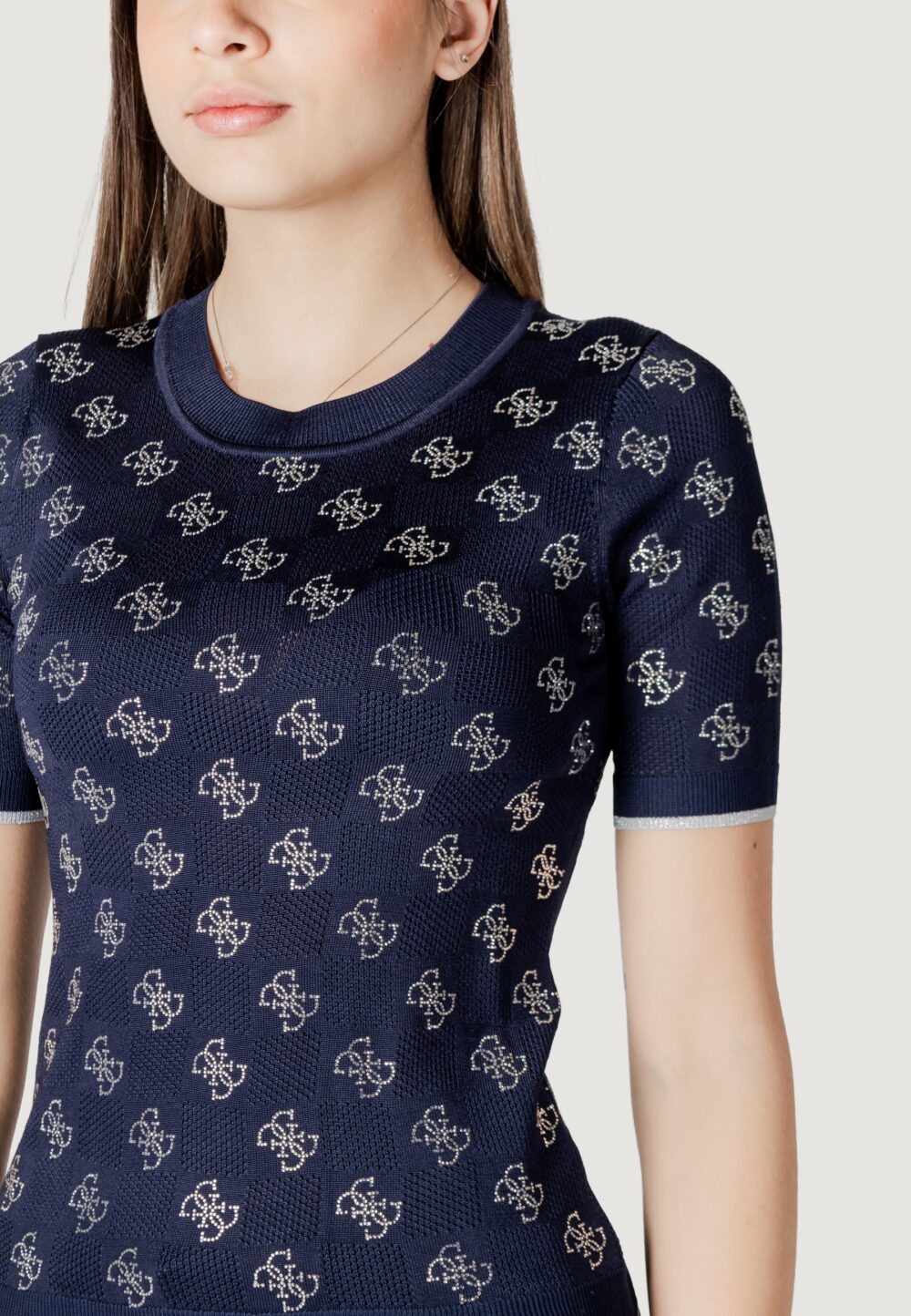 Maglia in filo manica corta Guess rosie 4g rn ss Blue scuro - Foto 2