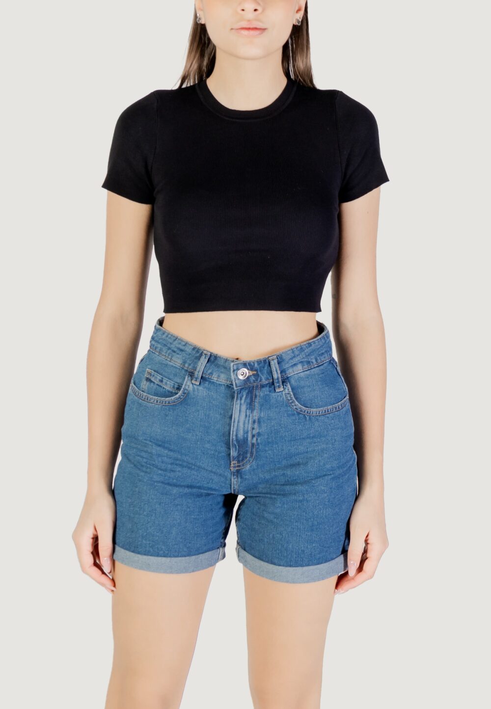Maglia in filo manica corta Jacqueline de Yong jdycirkeline s/s crop top knt noos Nero - Foto 1