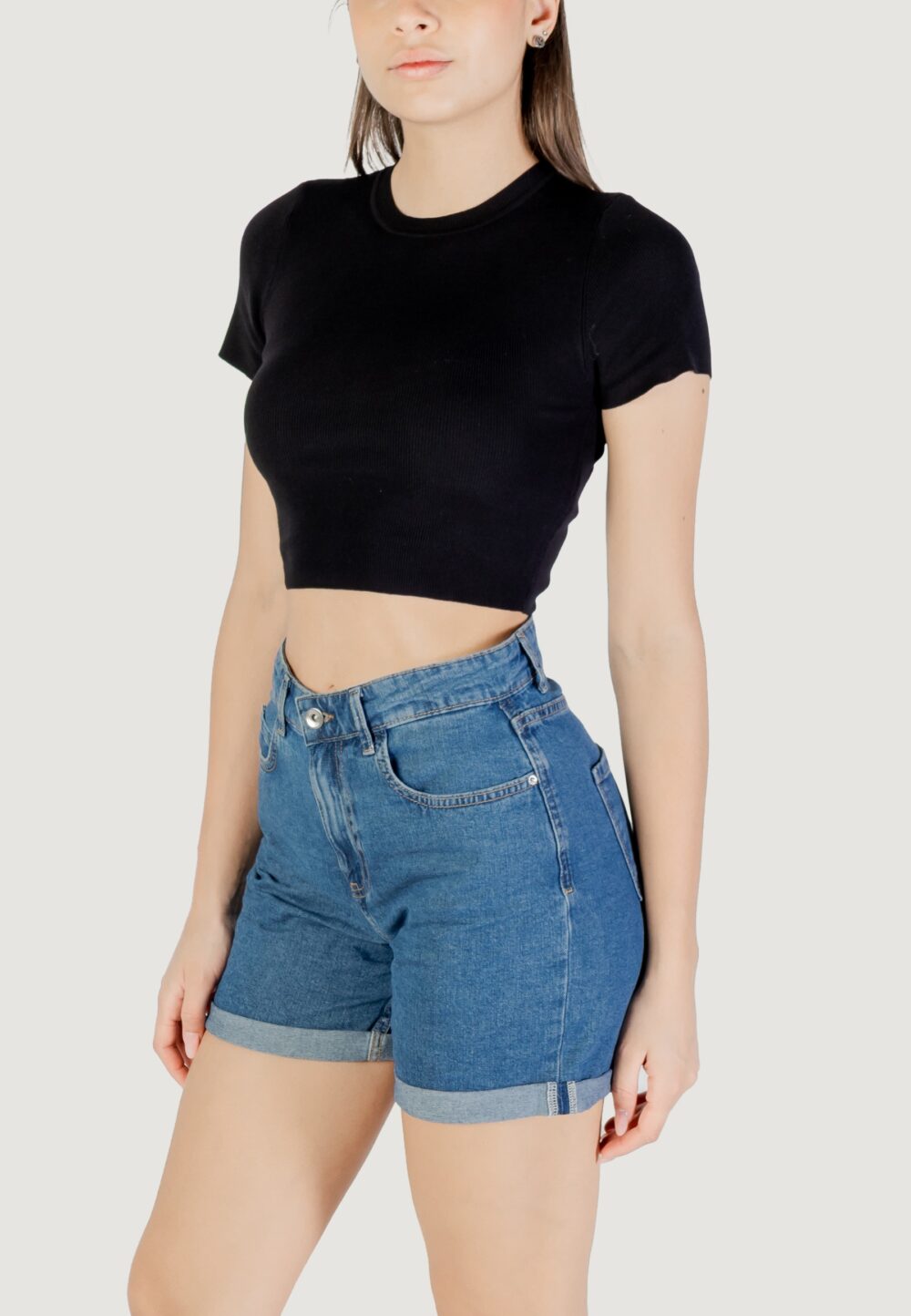 Maglia in filo manica corta Jacqueline de Yong jdycirkeline s/s crop top knt noos Nero - Foto 2