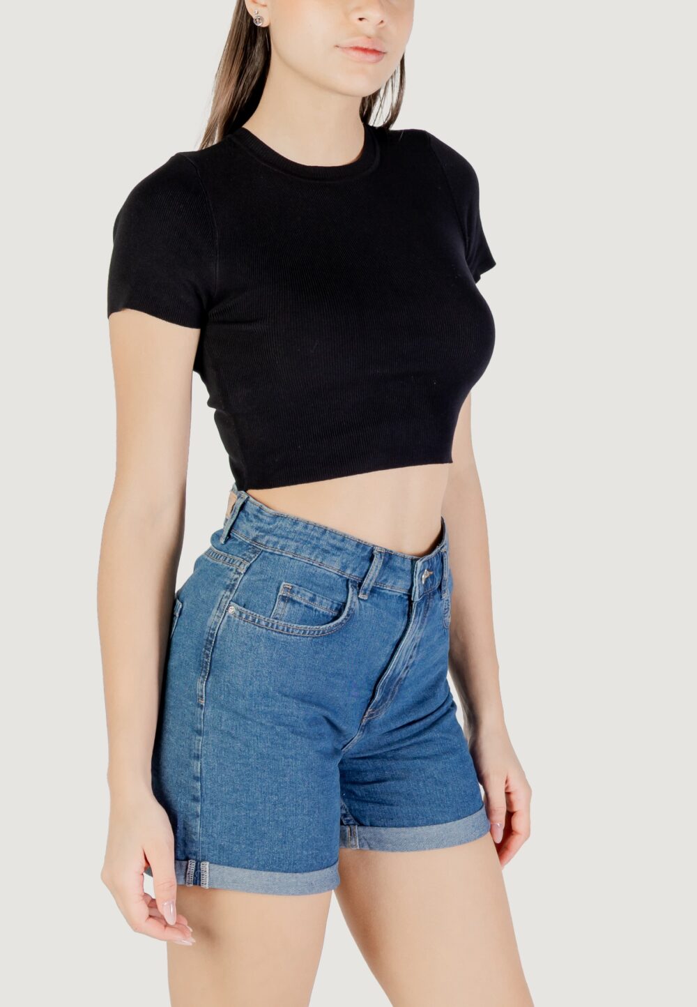 Maglia in filo manica corta Jacqueline de Yong jdycirkeline s/s crop top knt noos Nero - Foto 3