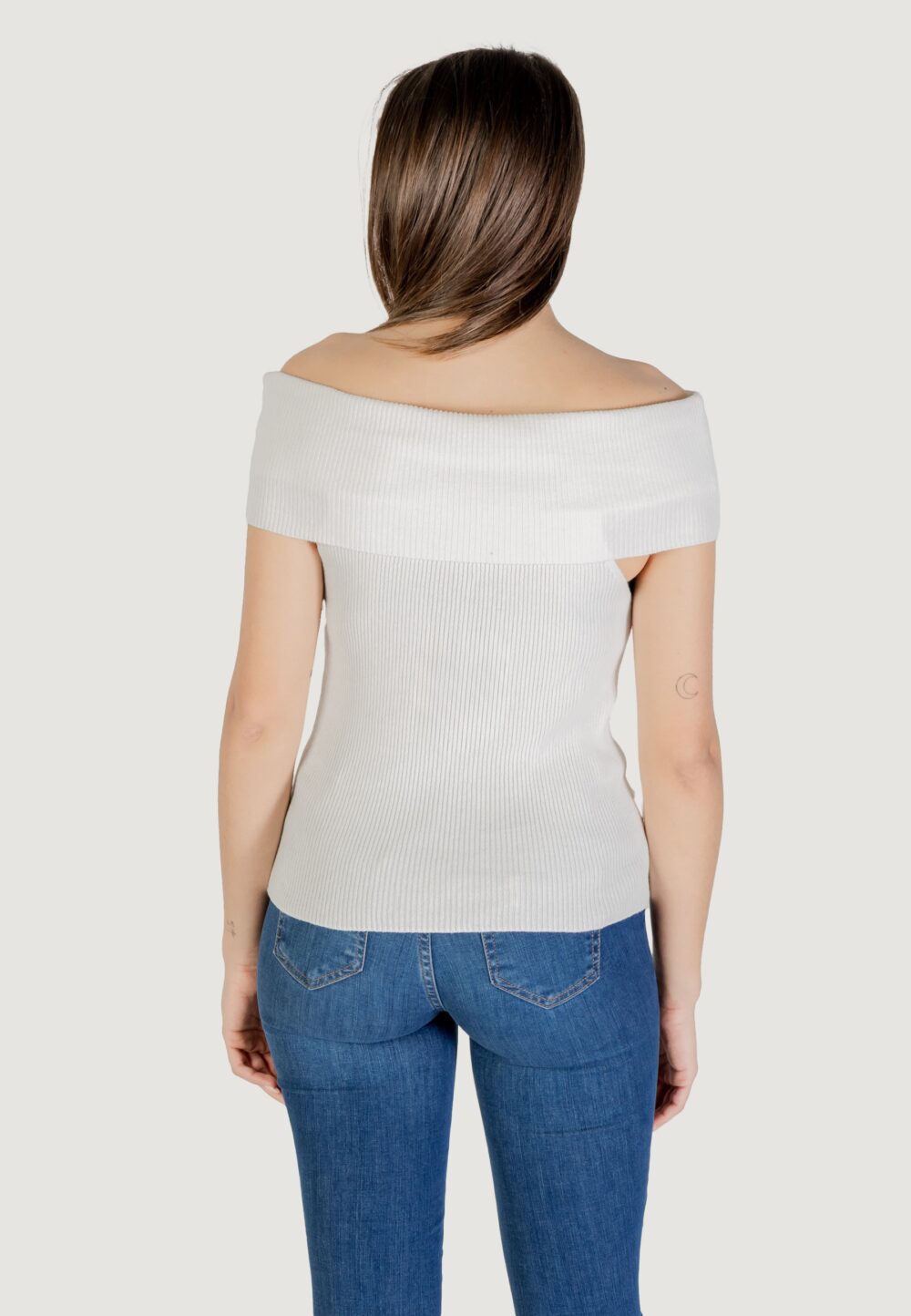 Maglia in filo manica corta Only onlelectra life ss off shoulder knt Bianco - Foto 4