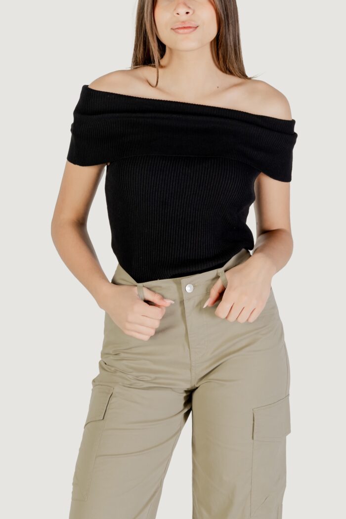 Maglia in filo manica corta Only onlelectra life ss off shoulder knt Nero