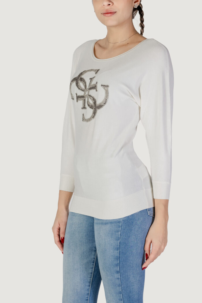Maglia Guess emerie 4g logo bat Bianco