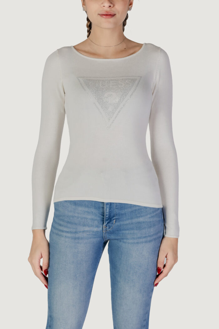 Maglia Guess ls triangle logo eli Bianco