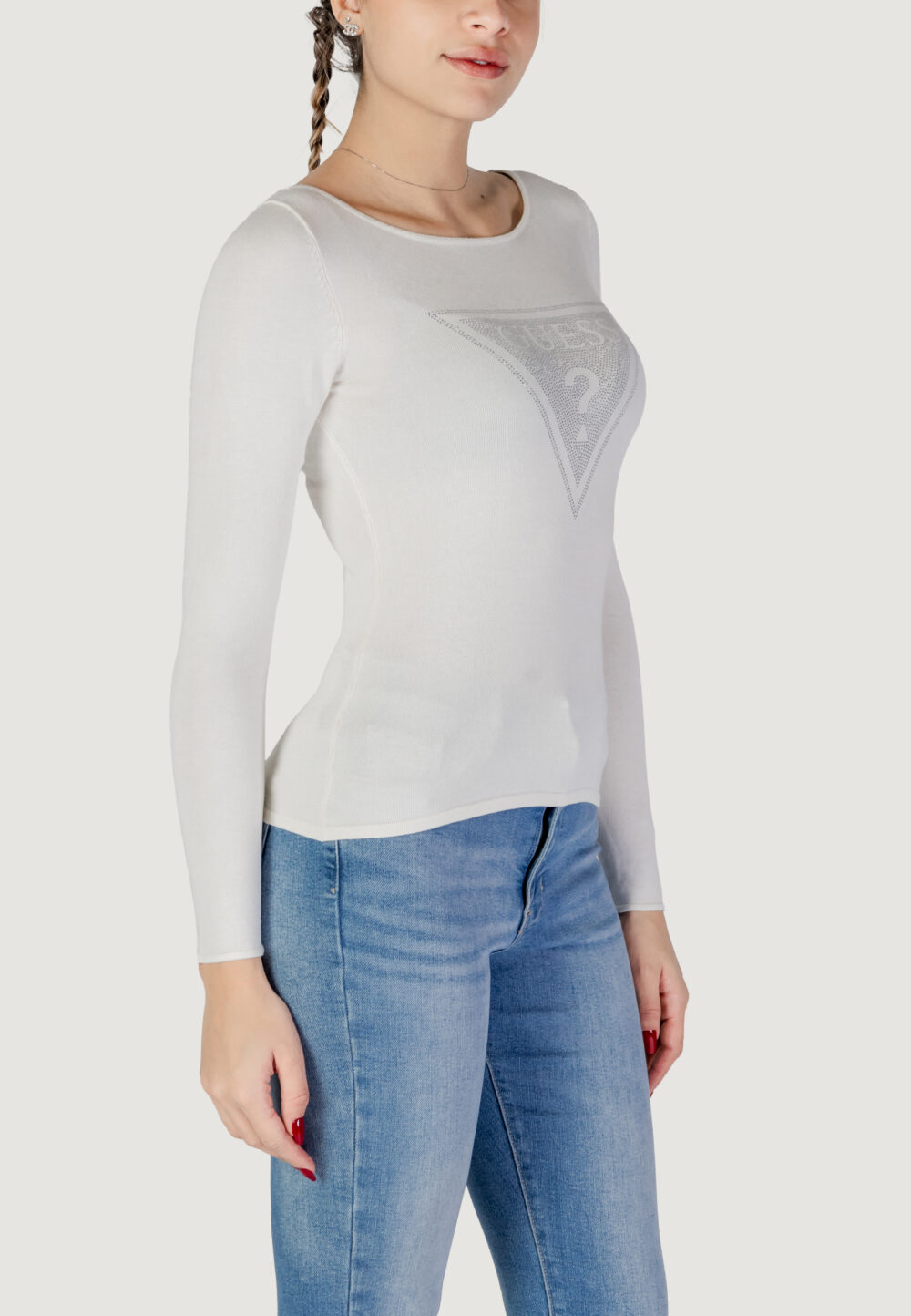 Maglia Guess ls triangle logo eli Bianco - Foto 3