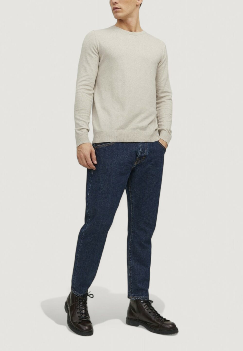 Maglia Jack Jones jjeemil knit crew neck noos Beige chiaro - Foto 4