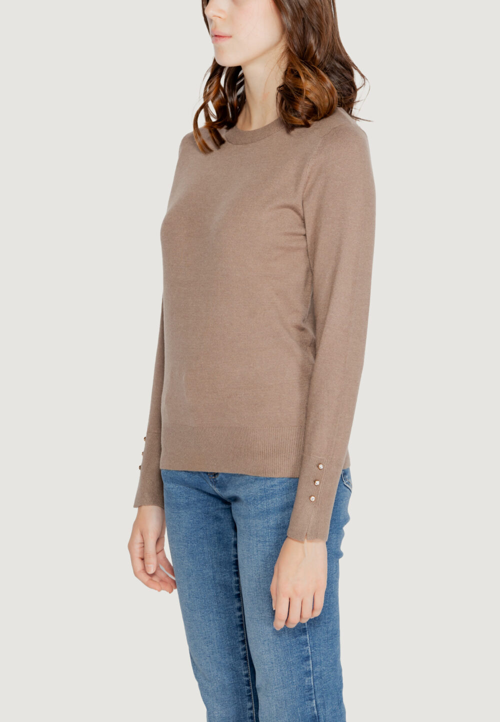 Maglia Jacqueline de Yong jdymalou l/s o-neck button knt Taupe - Foto 3