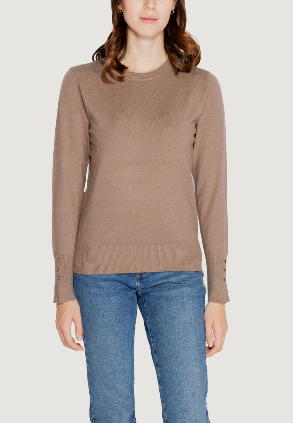 Maglia Jacqueline de Yong jdymalou l/s o-neck button knt Taupe - Foto 5