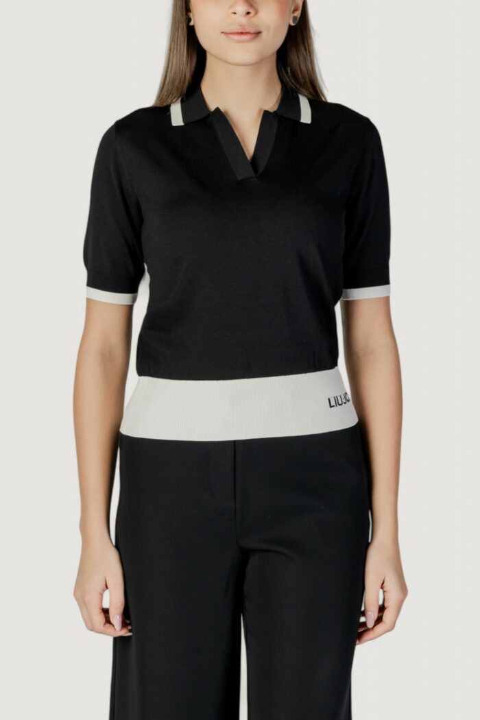 Maglia in filo manica corta Liu-Jo ecs chiusa m/c Black-White