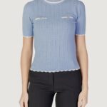 Maglia in filo manica corta Morgan De Toi Celeste - Foto 1
