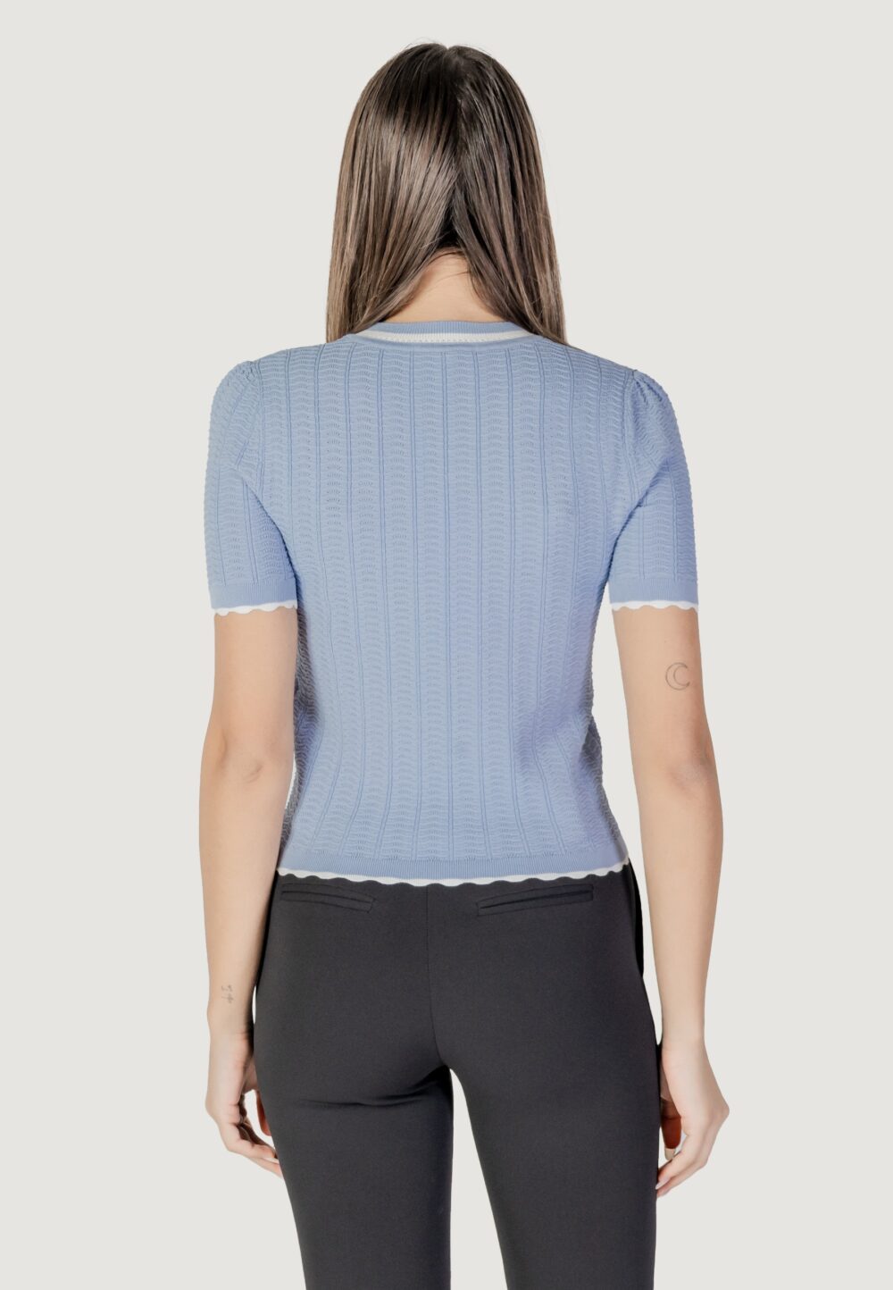 Maglia in filo manica corta Morgan De Toi Celeste - Foto 4