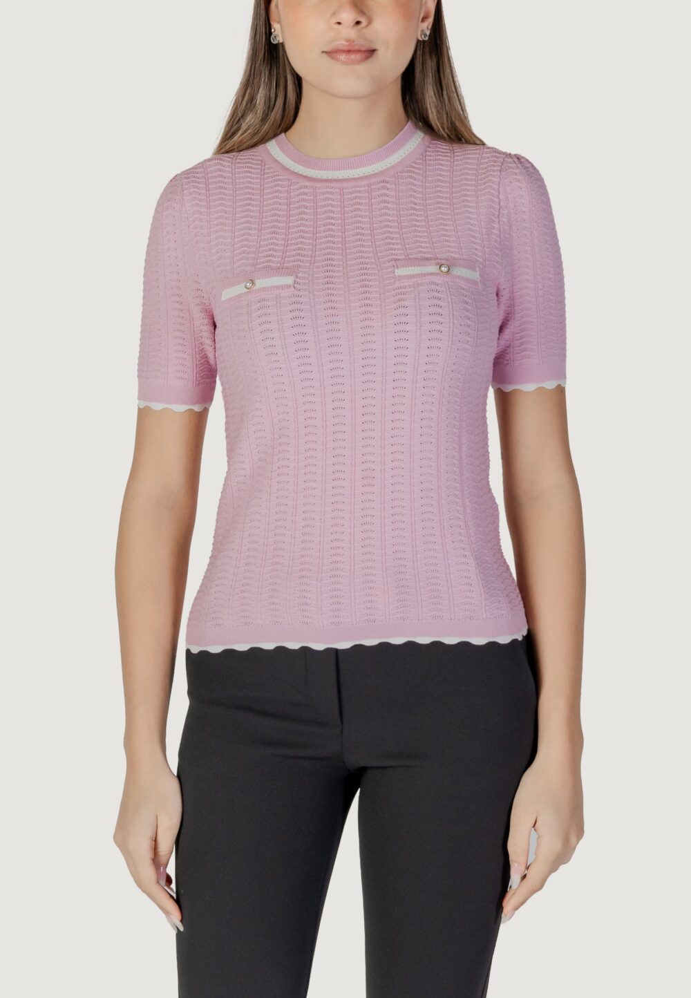 Maglia in filo manica corta Morgan De Toi Rosa - Foto 1
