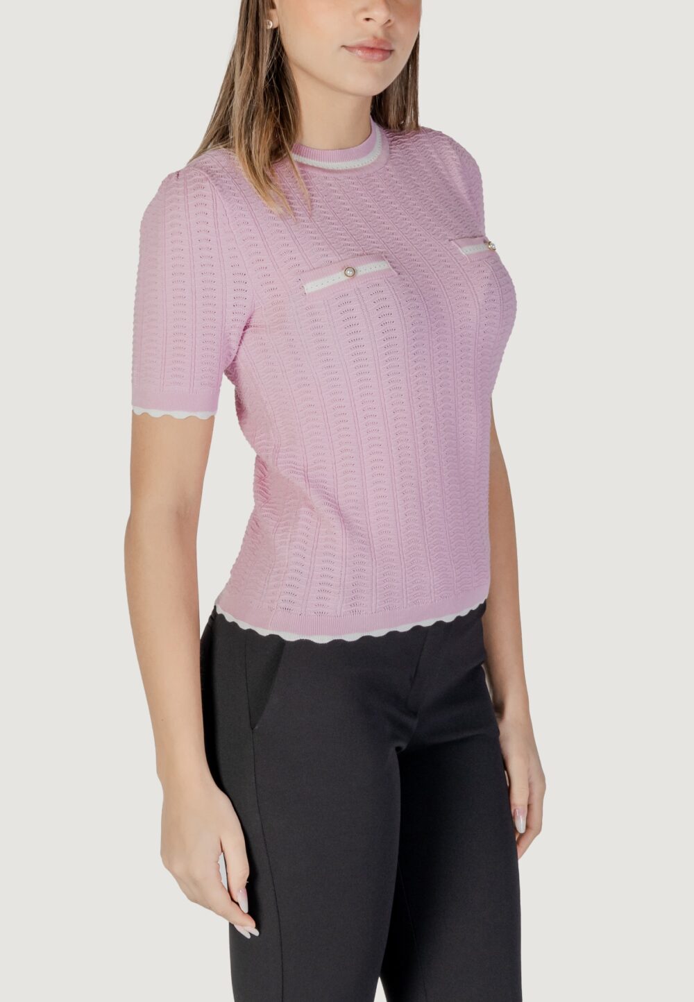 Maglia in filo manica corta Morgan De Toi Rosa - Foto 3