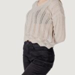 Maglia Only onlelba life ls v-neck cc knt Beige chiaro - Foto 1