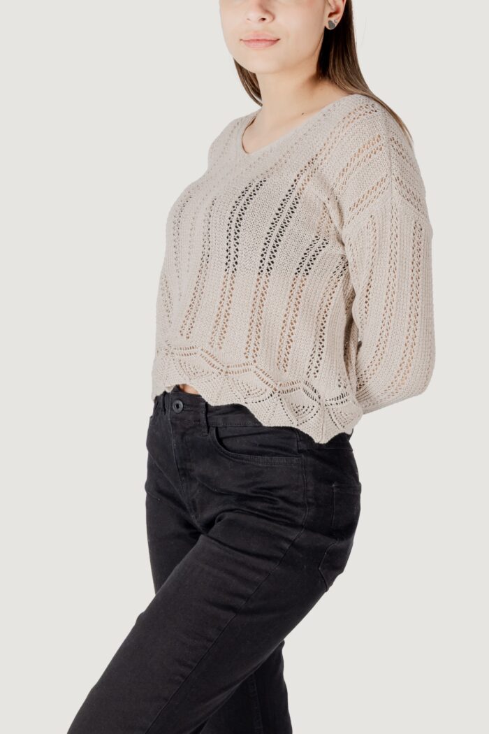 Maglia Only onlelba life ls v-neck cc knt Beige chiaro