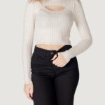Maglia Only onlmeddi ls cable crop o-neck cc knt Beige chiaro - Foto 1