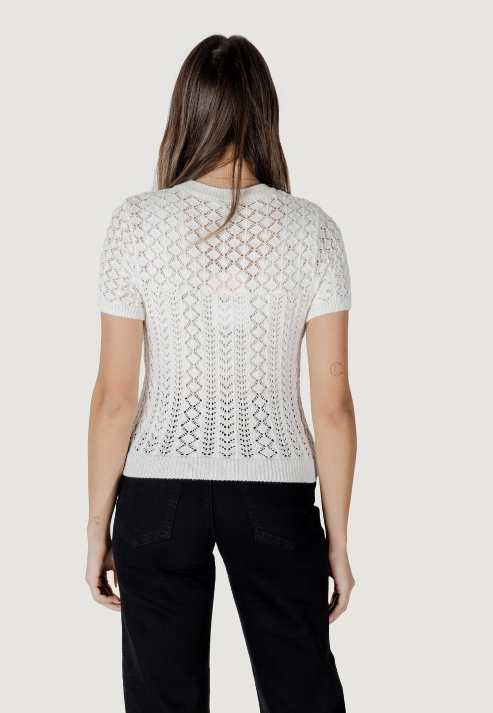 Maglia in filo manica corta Only onlsaga life ss o-neck cc knt Bianco - Foto 4