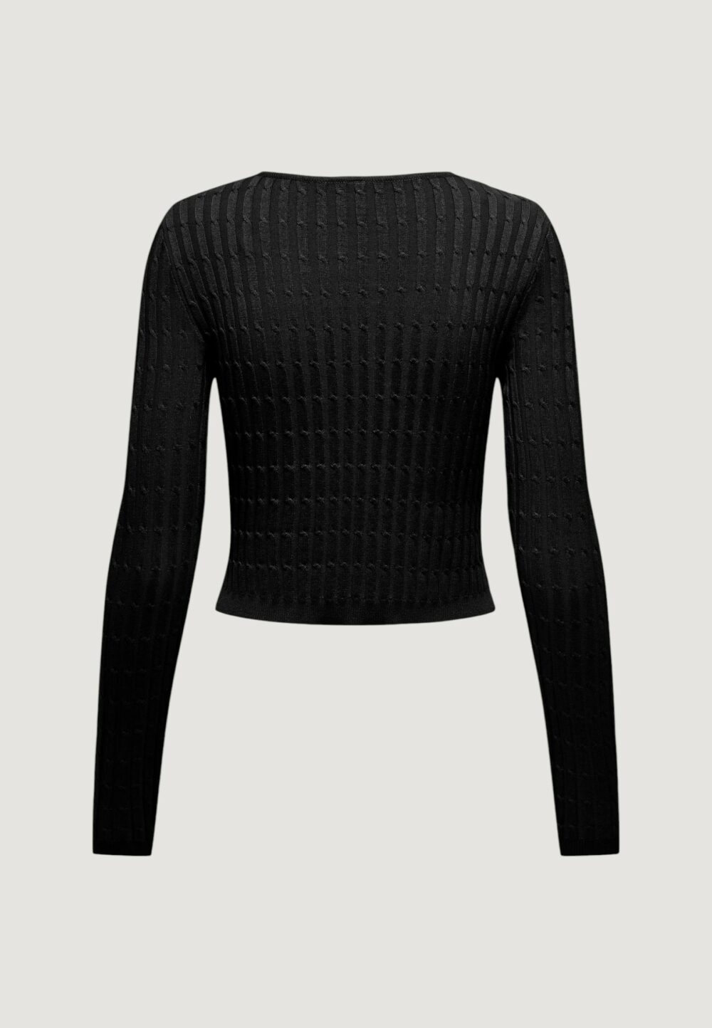 Maglia Only onlmeddi ls cable crop o-neck cc knt Nero - Foto 2