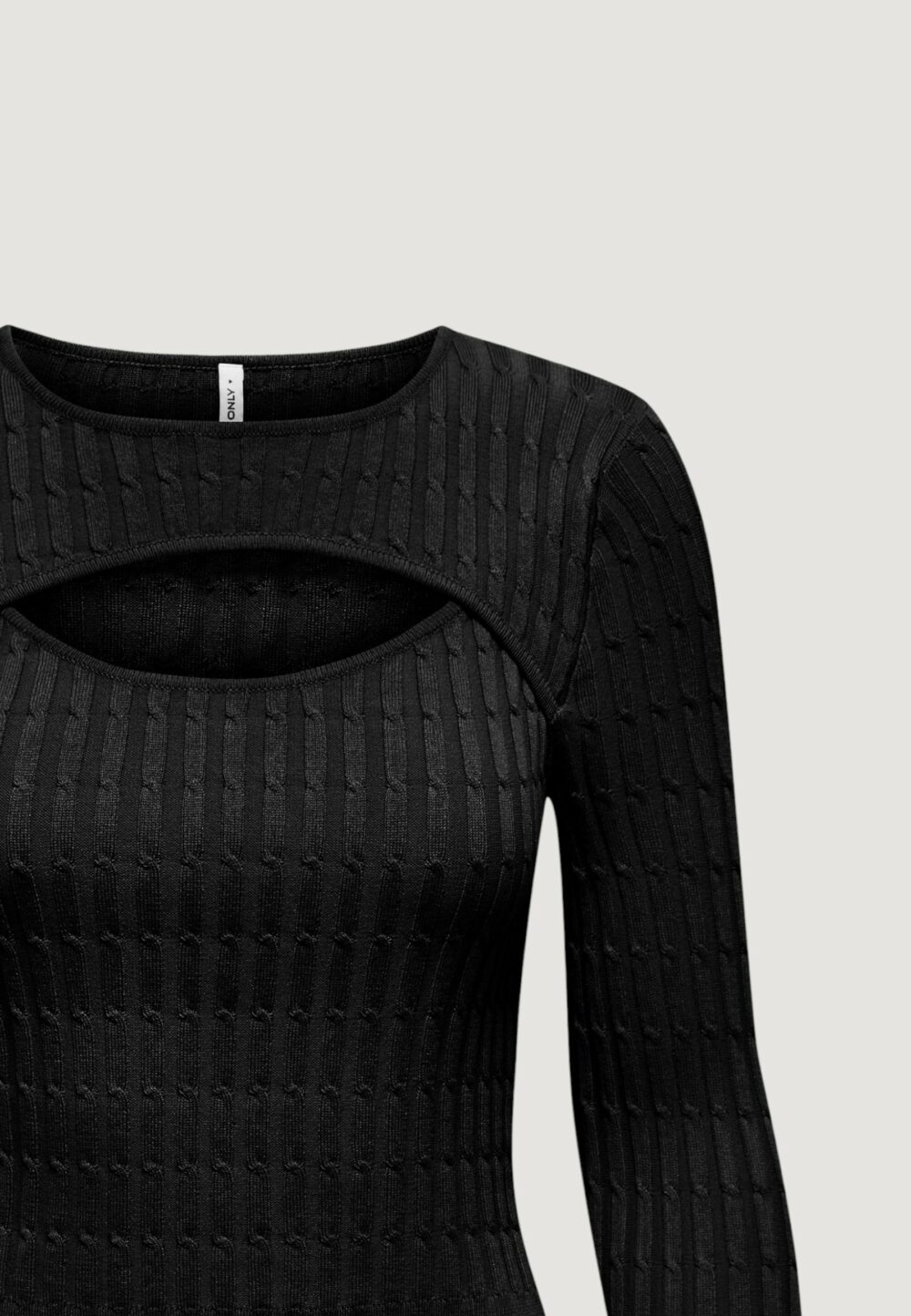 Maglia Only onlmeddi ls cable crop o-neck cc knt Nero - Foto 3