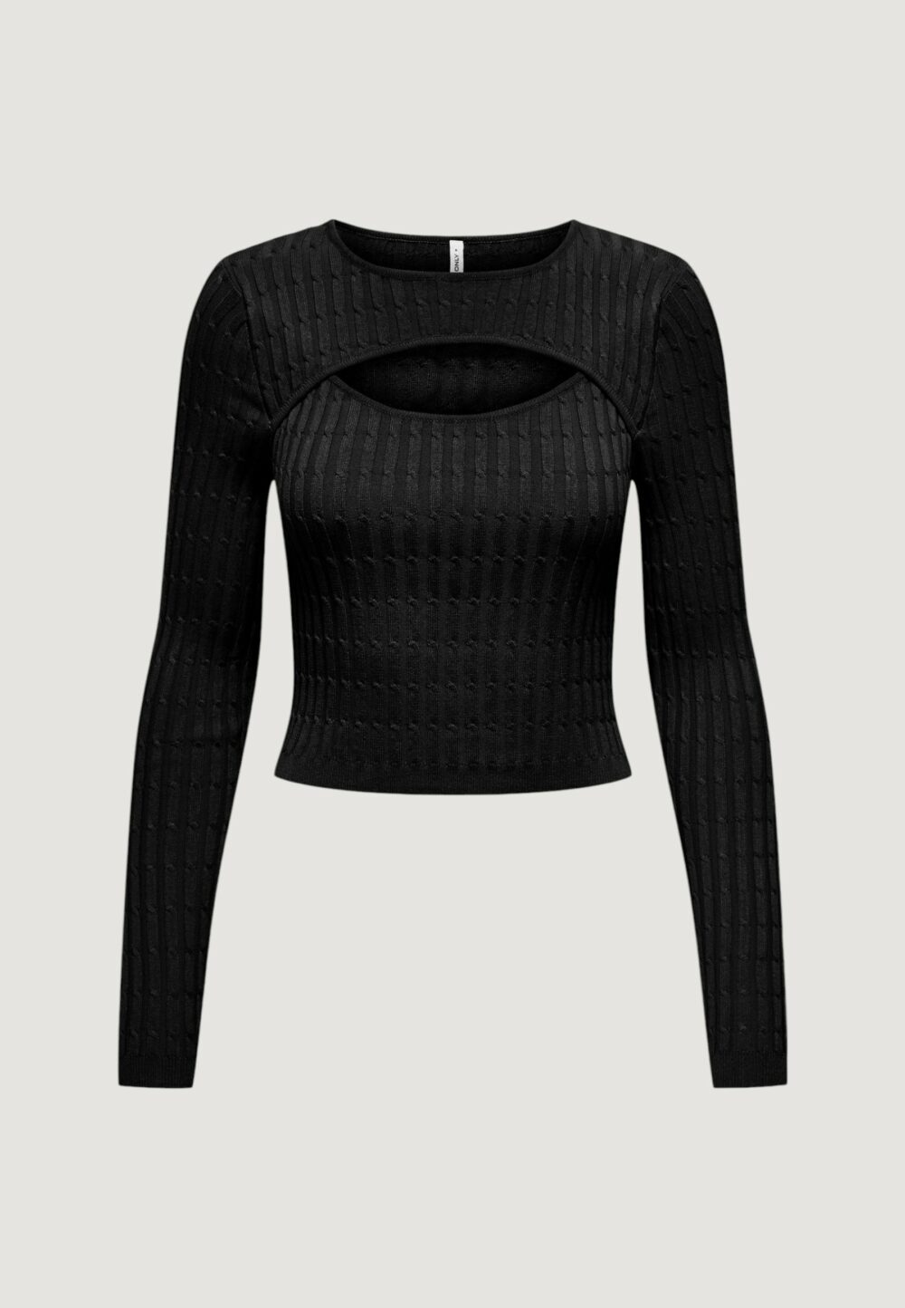 Maglia Only onlmeddi ls cable crop o-neck cc knt Nero - Foto 1