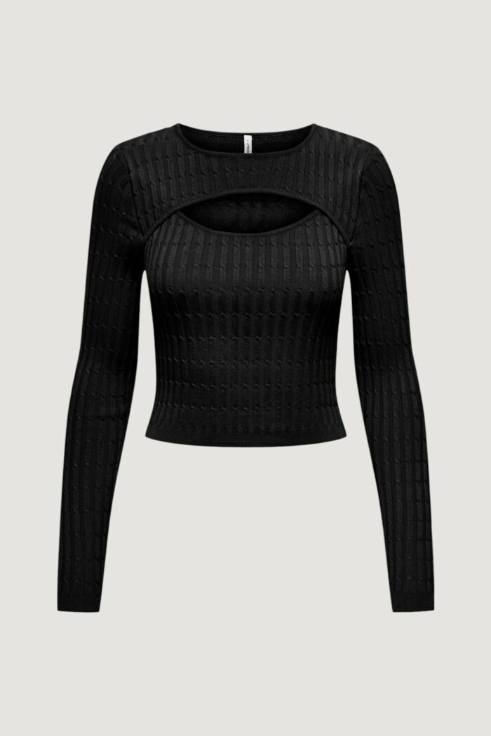 Maglia Only onlmeddi ls cable crop o-neck cc knt Nero