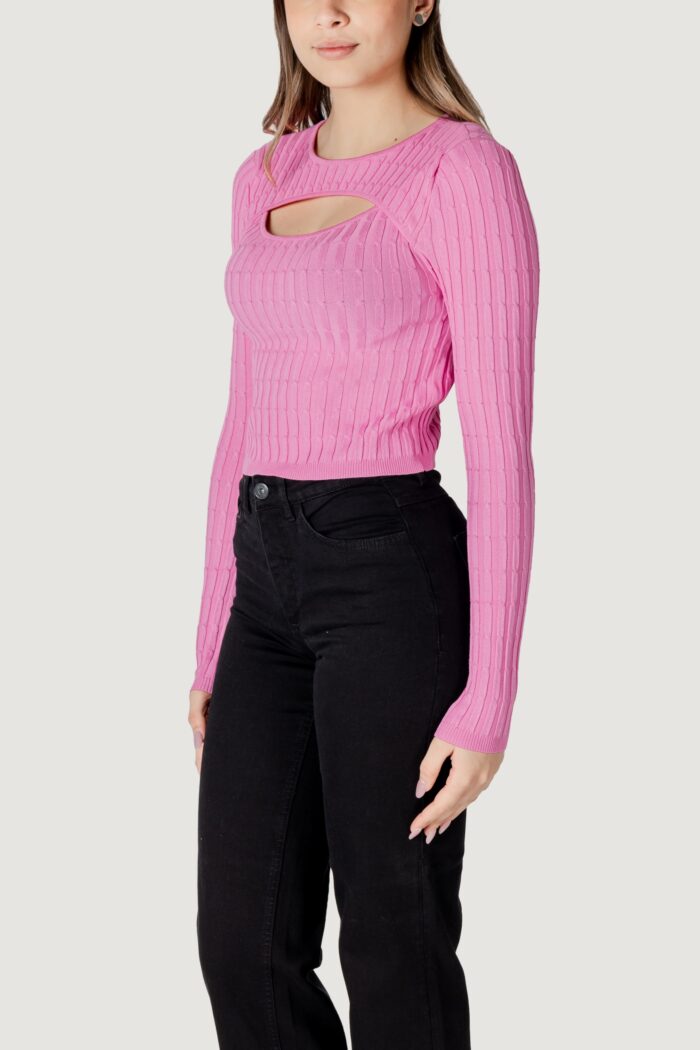 Maglia Only onlmeddi ls cable crop o-neck cc knt Rosa