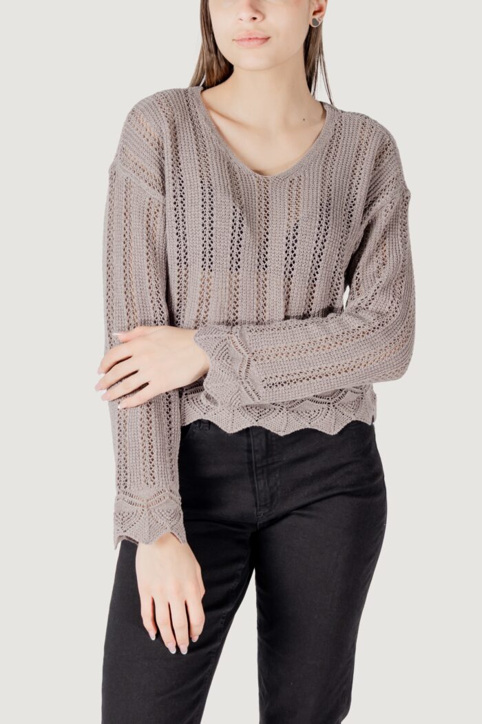 Maglia Only onlelba life ls v-neck cc knt Taupe