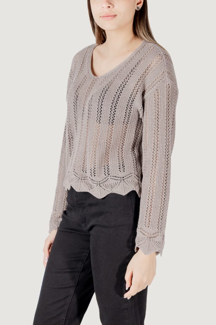 Maglia Only onlelba life ls v-neck cc knt Taupe
