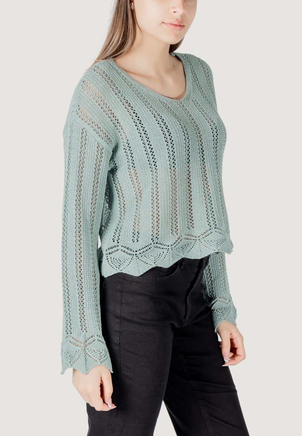 Maglia Only onlelba life ls v-neck cc knt Tiffany - Foto 3
